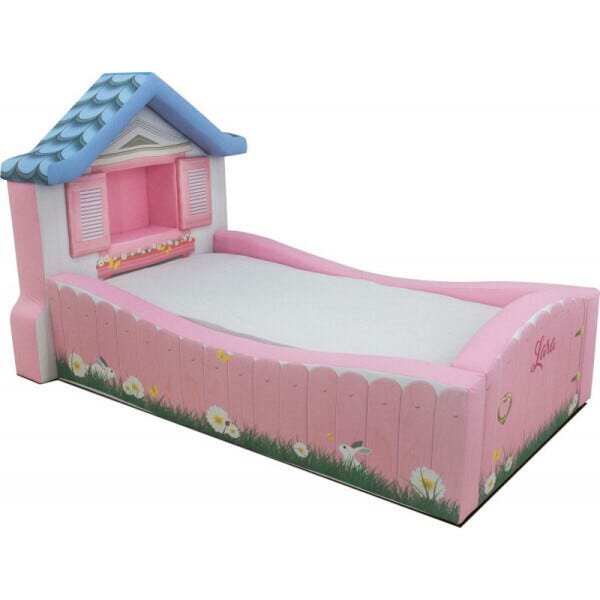 Cama Infantil Casinha Totalmente Estofada - Cor Rosa