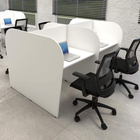 Mesa Dupla Atendimento Call Center 4 Pessoas 1,85m Br F5 Cor:branco