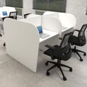 Ver imagem 1 de Mesa Dupla Atendimento Call Center 4 Pessoas 1,85m Br F5 Cor:branco