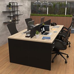 Estação de Trabalho Mesas 120x60cm 4 Lugares C/ Gav Netmobil - Dubai/preto - 2