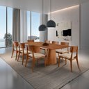 Ver imagem 1 de Sala de Jantar Mesa Noronha 220cm Tampo Laminado Barril e 8 Cadeiras Viena Gold