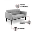 Ver imagem 3 de Sofá Namoradeira e 2 Poltronas Base de Madeira Preto Elisa Suede D03 - D'Rossi Cor Cinza