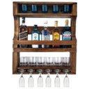 Ver imagem 2 de Bar Adega de Parede Madeira Rústico Para 05 Garrafas, Suporte Para Taças, Copos de Whisky e Doses