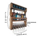 Ver imagem 4 de Bar Adega de Parede Madeira Rústico Para 05 Garrafas, Suporte Para Taças, Copos de Whisky e Doses