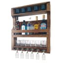Ver imagem 3 de Bar Adega de Parede Madeira Rústico Para 05 Garrafas, Suporte Para Taças, Copos de Whisky e Doses