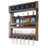 Bar Adega de Parede Madeira Rústico Para 05 Garrafas, Suporte Para Taças, Copos de Whisky e Doses - 3