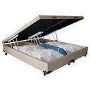 Ver imagem 3 de Cama Box Baú King Bipartido Suede Bege Emth 193x203x40