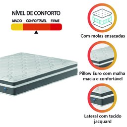 Colchão Casal PROBEL Molas Ensacadas Euro In Up 138x188x26cm Cinza / Branco Probel - 3