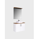 Ver mais imagens de Gabinete para Banheiro com Cuba e Espelho com Led 80cm Mdf Freijo com Branco Paris - On Móveis