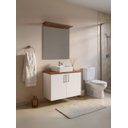 Ver imagem 1 de Gabinete para Banheiro com Cuba e Espelho com Led 80cm Mdf Freijo com Branco Paris - On Móveis