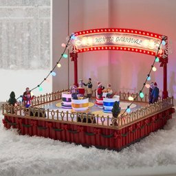 Enfeite Parque de Diversao Natal Natalino Led Cenario Musical Carrinho Giratorio Movimento Decoraçao - 3
