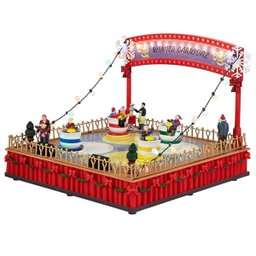 Enfeite Parque de Diversao Natal Natalino Led Cenario Musical Carrinho Giratorio Movimento Decoraçao - 1