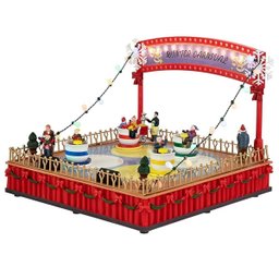 Enfeite Parque de Diversao Natal Natalino Led Cenario Musical Carrinho Giratorio Movimento Decoraçao - 6