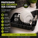 Ver imagem 6 de Escorredor Louças 11 Pratos Preto Porta Talheres Organizador Pia Cozinha