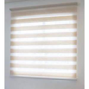 Persiana Rolo Duplo com Bandô Bege 140 (L) x 160 (A) Cortina Zebra Rainbow Double Vision 1,40 x 1,60