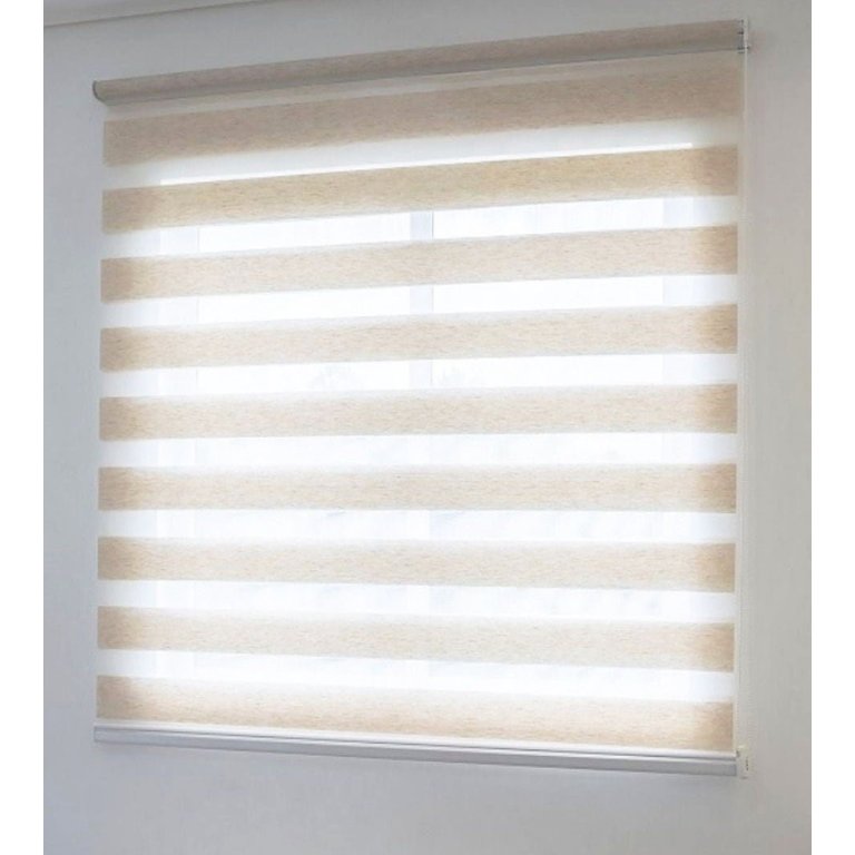 Persiana Rolo Duplo com Bandô Bege 140 (L) x 160 (A) Cortina Zebra Rainbow Double Vision 1,40 x 1,60