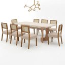 Ver imagem 2 de Mesa de Jantar Liz 180x90cm Vidro 40mm Cinamomo Off White com Kit 8 Cadeiras Linho Bege - Valdemó