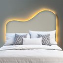 Ver imagem 1 de Cabeceira Orgânica Led 90cm Solteiro Painél para Cama Box Bouclé Serena