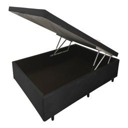 Cama Box Bau Casal 1,38 X 1,88 X 0,40 Inteiriço Premium Corino Preto - 1