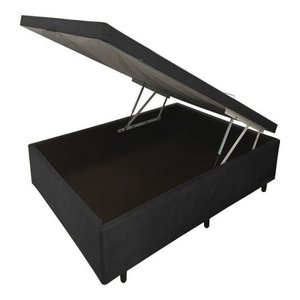 Cama Box Bau Casal 1,38 X 1,88 X 0,40 Inteiriço Premium Corino Preto