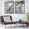 Conjunto com 2 quadros decorativos Galhos árvore seca em preto e branco:0,60 X 0,80/MADEIRA - 2