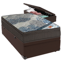 Ver imagem 1 de Cama Box Baú Marrom e Colchão Iso Superpocket Molas Ensacadas Solteiro Ortobom