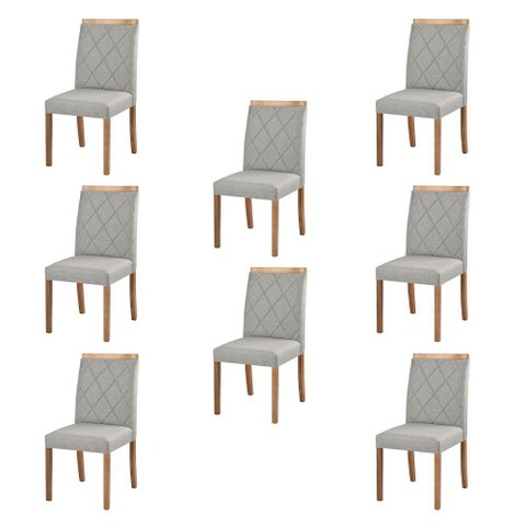 Kit 8 Cadeiras Decorativas Sala de Jantar Luxo Anita Facto Prata - Mozzelar