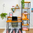 Ver imagem 1 de Kit Mesa para Escritório Stair 100cm e Estante Style Slim 6 Prateleiras Industrial Carvalho e Preto
