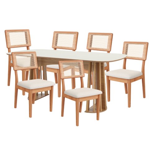Conjunto de Jantar Completo Mesa e 6 Cadeiras 100% Mdf