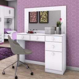 Penteadeira com Espelho e Led 1 Porta 4 Gavetas Beauty Henn - 1