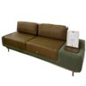 Sofá Zeit 4 Lugares Couro Marrom e Boucle Verde 1,90m - 4
