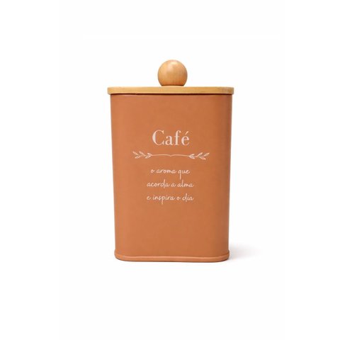 Pote para Café com Tampa Hermética de Bambu Terracota