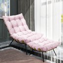 Ver imagem 2 de Kit Poltrona e Puff Costela Suede Rosa Bebê Base Metálica - Pallazio