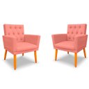 Ver imagem 1 de Kit 2 Poltronas Cadeira com Capitonê para Sala Clássica e Confortável em Suede