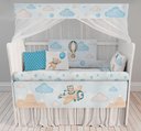 Ver imagem 4 de Kit Berço Enxoval de Bebê Safari Ursinho Aviador Azul - Kt566