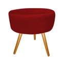 Ver imagem 5 de Kit Namoradeira + 1 Poltrona Decorativa Nina Capitonê + Puff Redondo Suede Vermelho Pés Madeira Mz D
