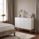 Ver imagem 2 de Cômoda Industrial Estella 6 Gavetas p/ Quarto Casal Design Moderno - Branco Premium