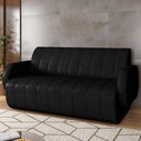 Ver imagem 2 de Sofá 3 Lugares Sala Living Orgânico 188cm Fávara K01 Couríssimo Preto - Lyam Decor