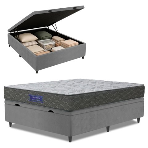 Cama Box Baú Colchão Casal Ortopédico Espuma D33 Hiper 138x188x60cm Apolo