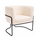 Ver imagem 2 de Kit 2 Poltronas Mono Base Aço Preto Bouclé Off White - Sallar Home