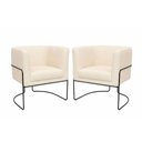 Ver imagem 1 de Kit 2 Poltronas Mono Base Aço Preto Bouclé Off White - Sallar Home