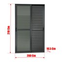 Ver imagem 4 de Porta Correr Venez. 3F.Móv.210 x 200 Elite c/Fecho Autom V.Liso Preto Brimak