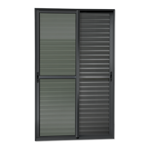 Porta Correr Venez. 3F.Móv.210 x 200 Elite c/Fecho Autom V.Liso Preto Brimak