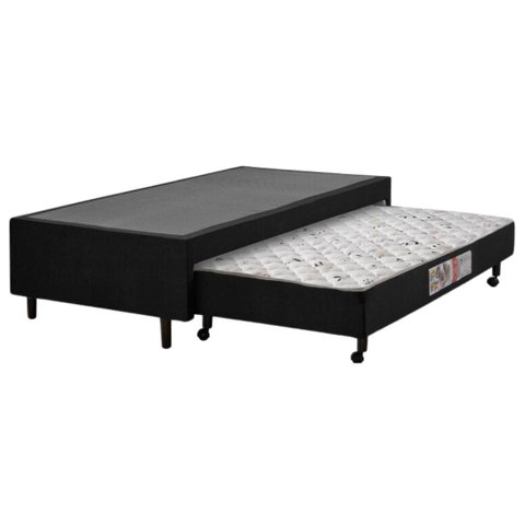 Base de Cama Box Solteiro com Auxiliar + ColchĂo Incluso:Marrom