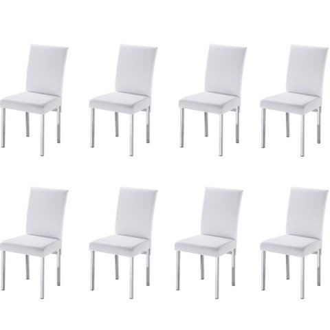 Kit 8 Cadeiras Vitória para Sala de Jantar-Assento sintético branco GAT MAGAZINE