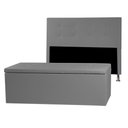 Ver imagem 1 de Kit Cabeceira e Calçadeira Baú Casal Queen 1,60m Berlim Material Sintético Cinza Dal Poz Estofados
