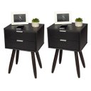 Ver imagem 1 de KIT Mesa De Cabeceira Retro PRETO COM 2 GAVETAS DE 30cm Pé MARROM ESCURO ENVIO MONTADA