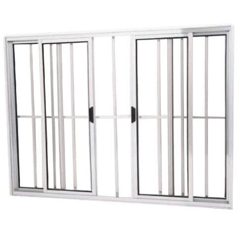 Janela Vitro 4 Folhas Alumínio Brilhante 1.00 x 1.50 Modular com Grade