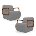 Ver imagem 1 de Kit 02 Poltronas Decorativas Orgânica Living Kavya Bouclê Cinza - Abmaza