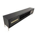 Ver imagem 5 de Rack Sala Tv até 75 Polegadas Paraty 220 Cm Laca Pés Metal Palhinha Preto